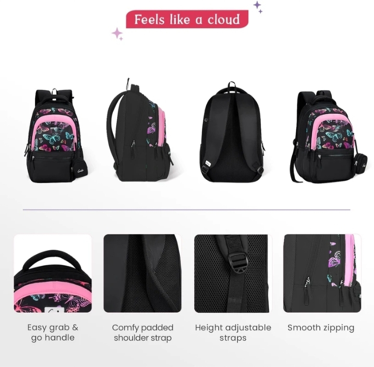 Image of RITZY 40 L GIRLS AND WOMEN Backpack FOR SCHOOL COLLEGE TRAVEL BACKPACK (BLACK) 40 L Backpack