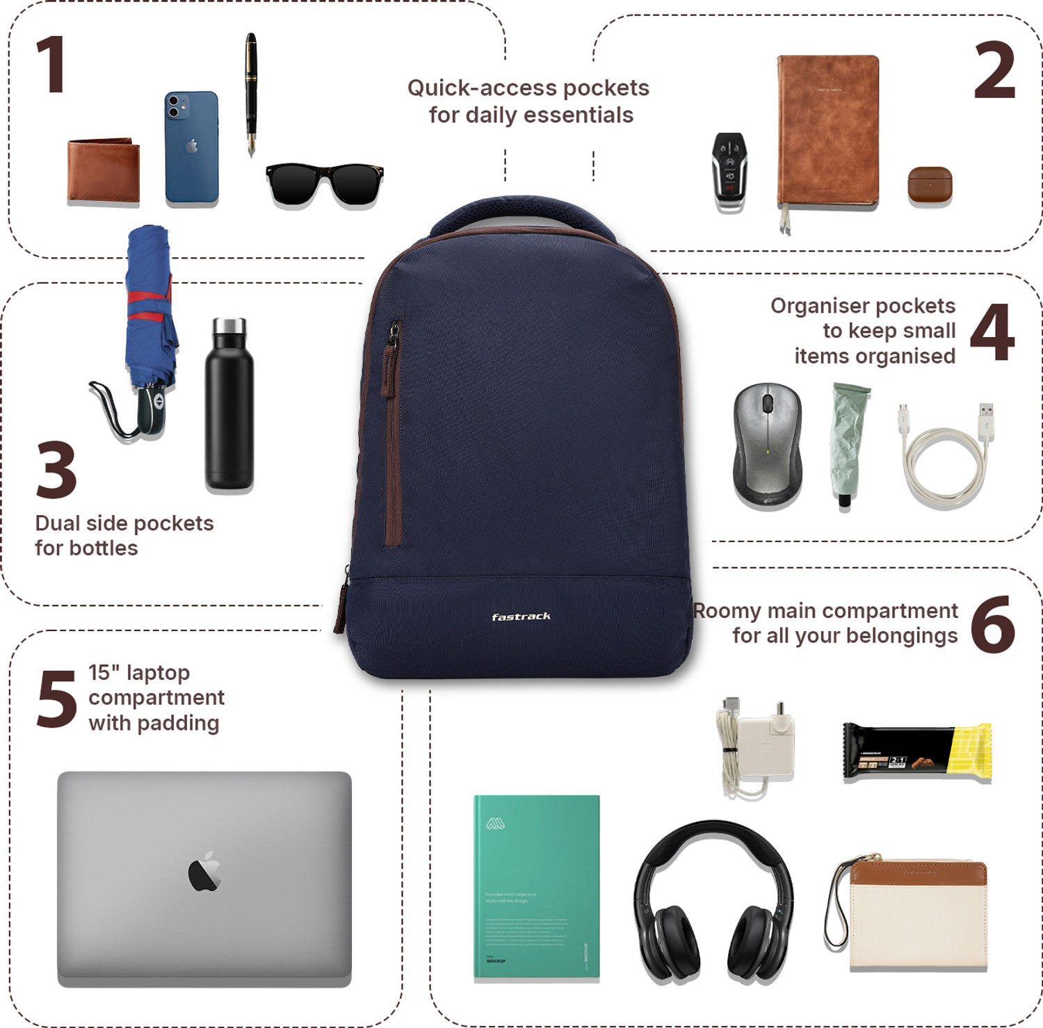Image of Fastrack Unisex Dailypack Backpack with 15 inchLaptopSleeve 18 L Laptop Backpack