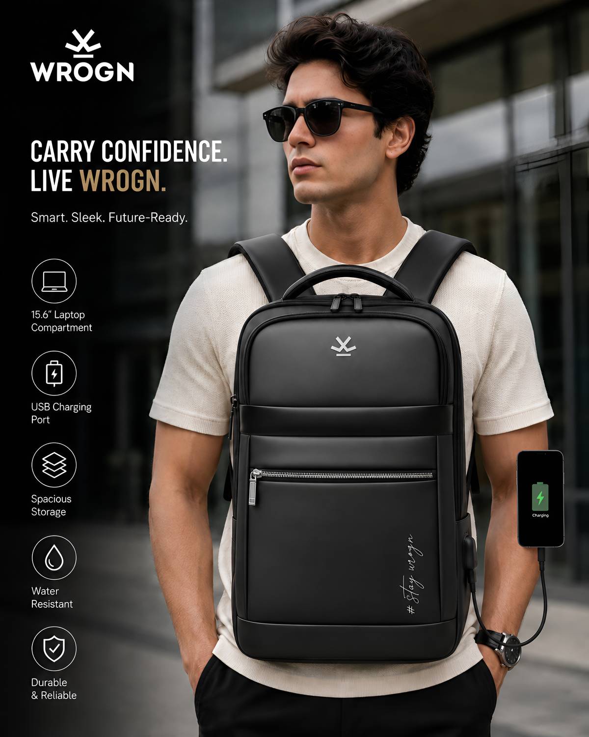WROGN 32L Multi Compartment Laptop Backpack - Image 2