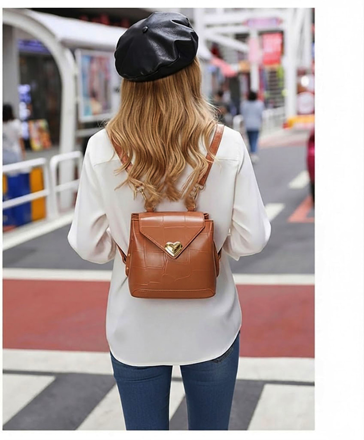 Image of FlyKonix Convertible Backpack & Crossbody Sling Bag with Heart Lock | PU Stylish Handbag 1 L Backpack
