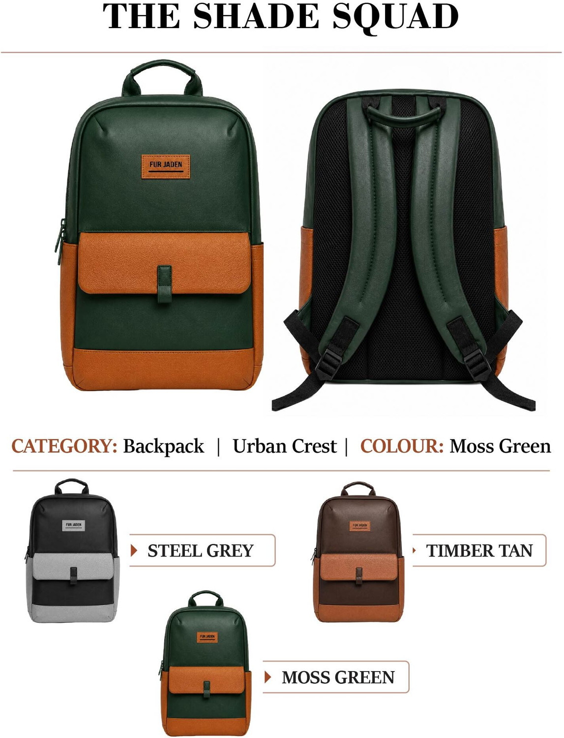 Image of FUR JADEN 15.6 Inch Faux Leather with multiple pocket 25 L Laptop Backpack