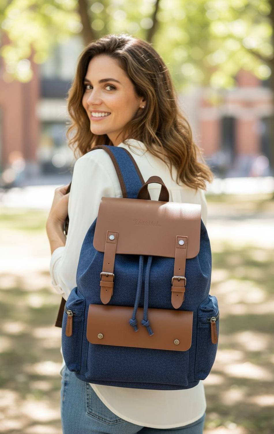 BIBO Trendy Canvas Laptop Backpack Brown 28L - Image 2