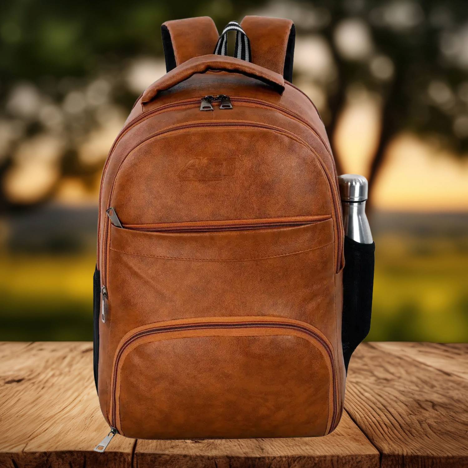 Afco Bags 40L PU Leather Laptop Backpack Large School/College