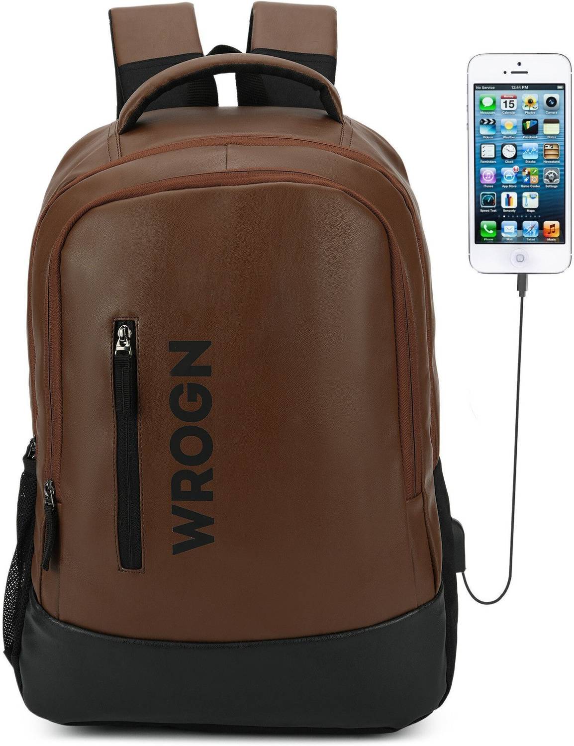 WROGN 35L 15.5 Inch Faux Leather Laptop Backpack - Image 2