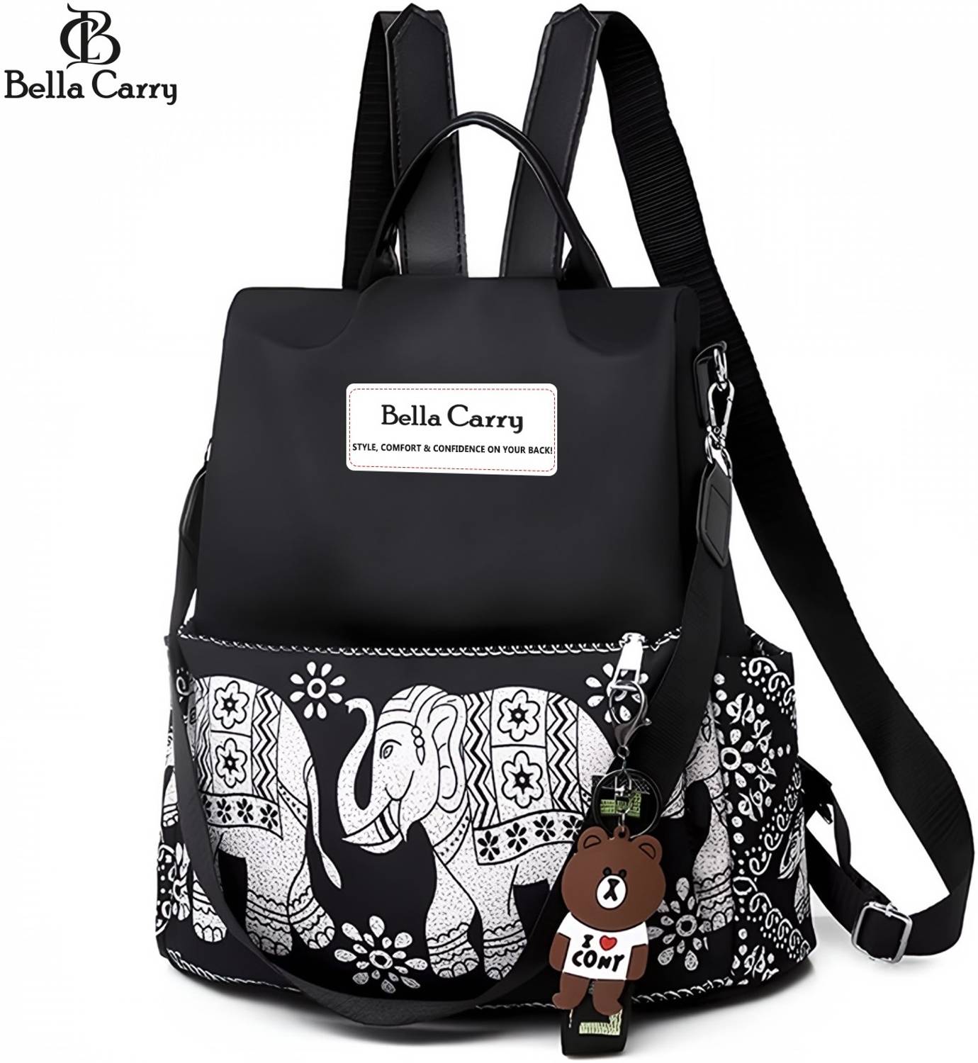 BELLA CARRY Lightweight Women Backpack,3 in 1 Waterproof Nylon