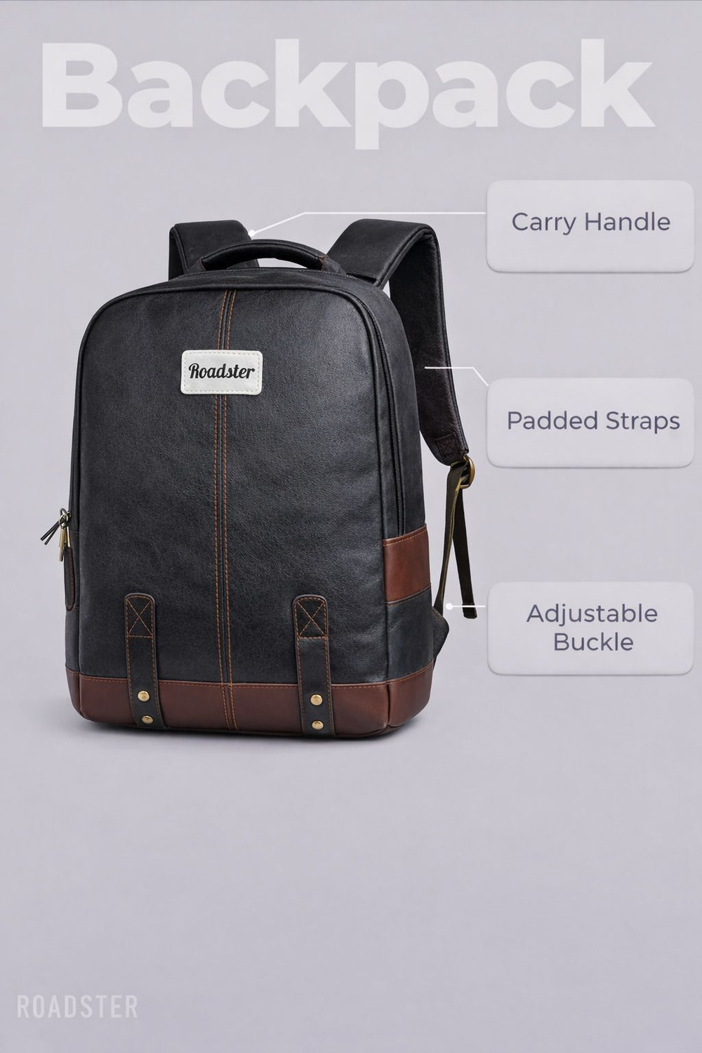 Image of Roadster Rider Large Laptop Backpack 40L premium Backpack CLASSIC ANTI THEFT FAUX LEATHER 40 L Laptop Backpack