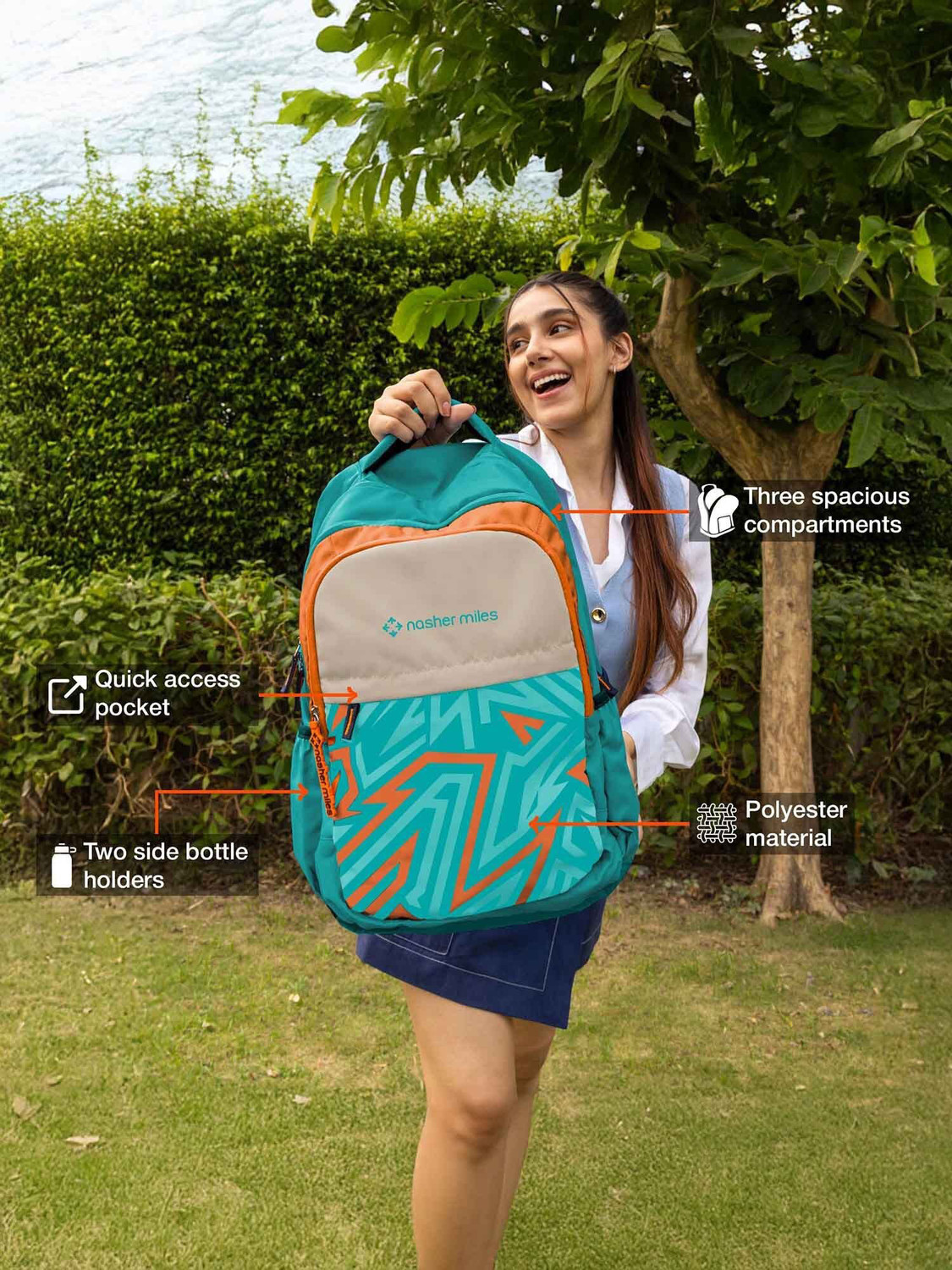 Image of NASHER MILES Physics | 3 Compartments | Rain Cover | Casual | College | School 31 L Laptop Backpack