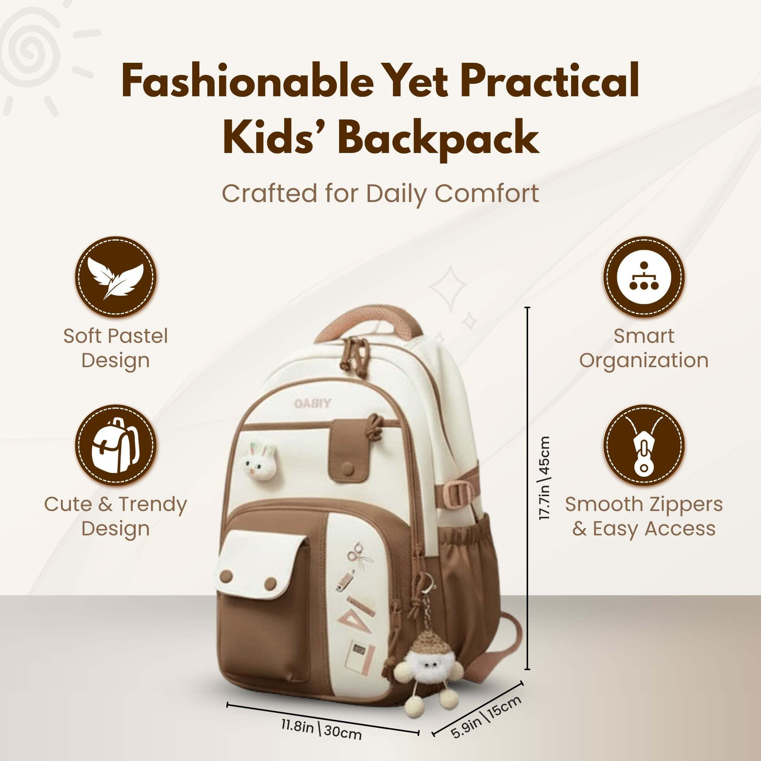Image of Aximoz Two-tone backpack With Attached Key Chain with matching branding 30 L Backpack