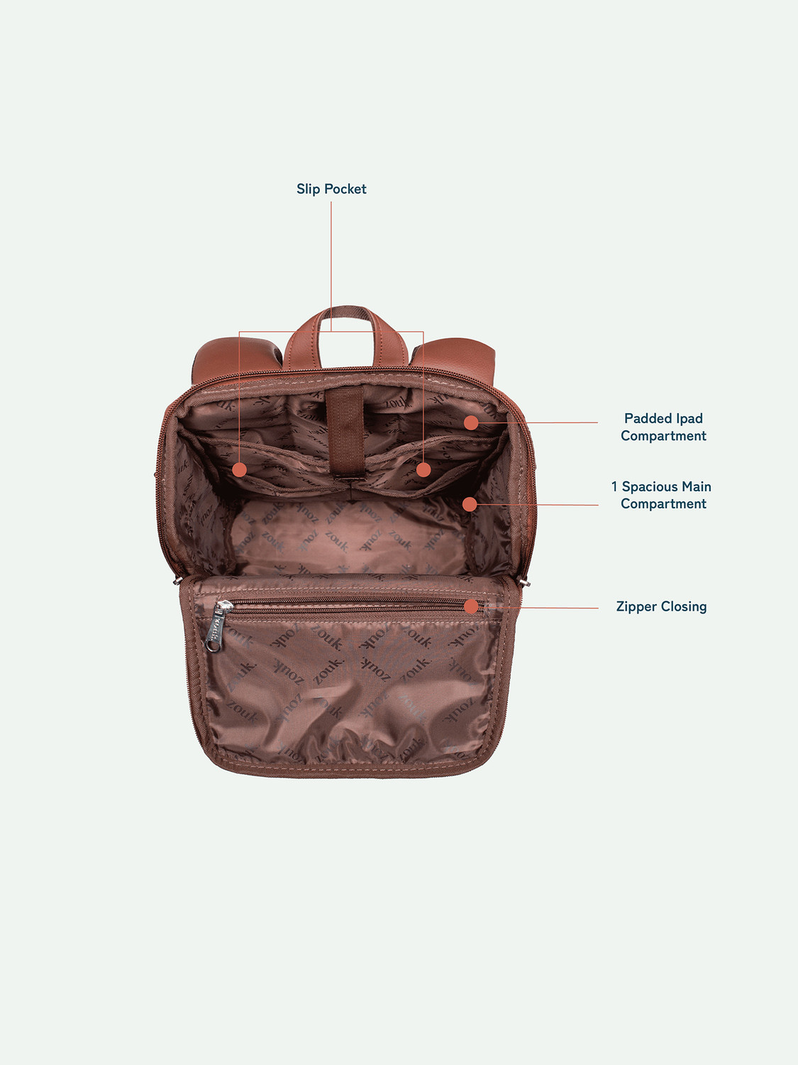 Image of ZOUK Paisley Print Amalia Daypack 10.6 L Laptop Backpack