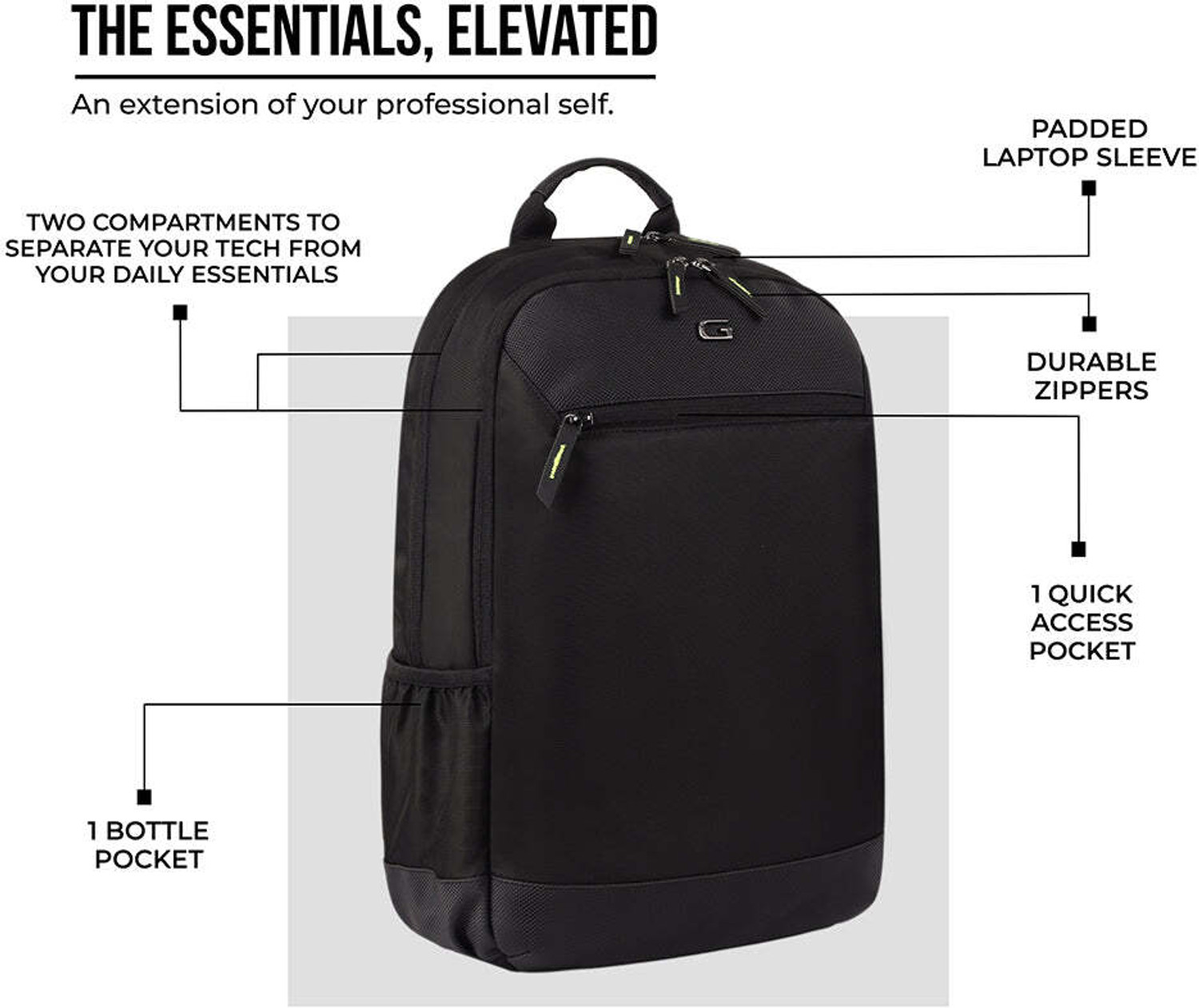 Image of Gear Medium 24 L Laptop Backpack Laconic 18 inch /24L Medium Laptop Backpack For Men /Women (Black) (Black)
