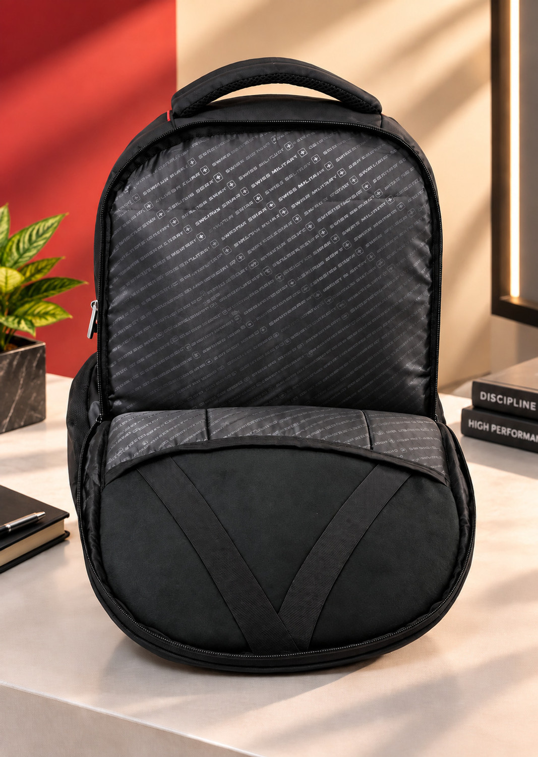 Image of SWISS MILITARY Large 39 L Laptop Backpack Urbanarmour 15.6 Inch Laptop Compartment with USB Charging Port for Unisex (Black)