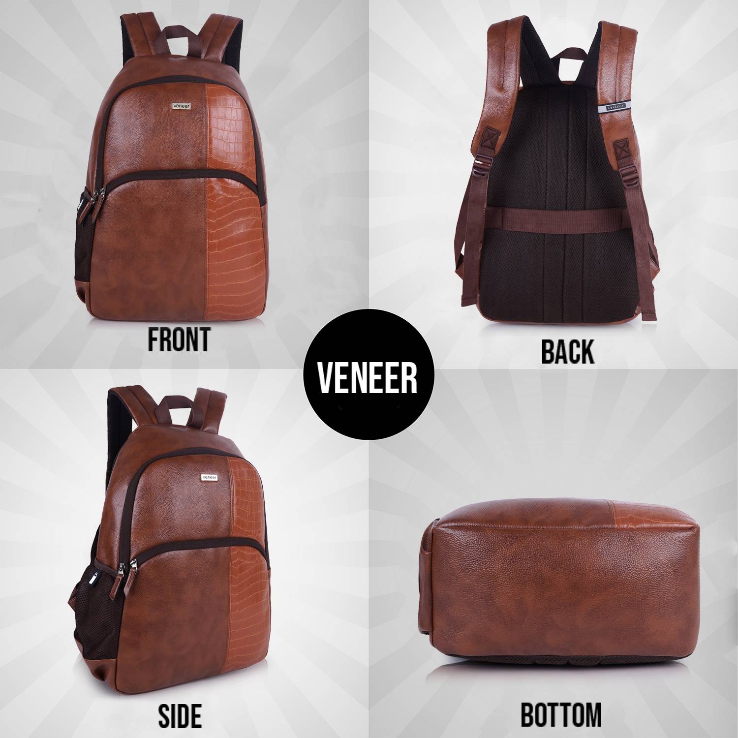 Veneer Vegan Leather Croco Fusion Laptop Backpack 25L - Image 5
