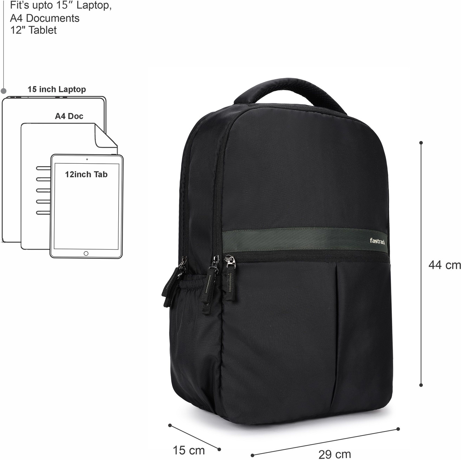 Image of Fastrack Unisex Twinzip Laptop Backpack with 15 inchLaptopSleeve 23 L Laptop Backpack