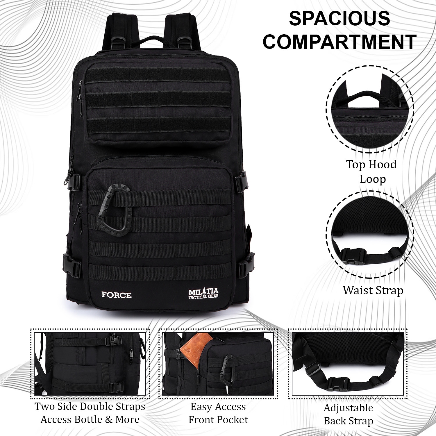 Image of MILITIA BP-FORCE-BLACK 40 L Backpack