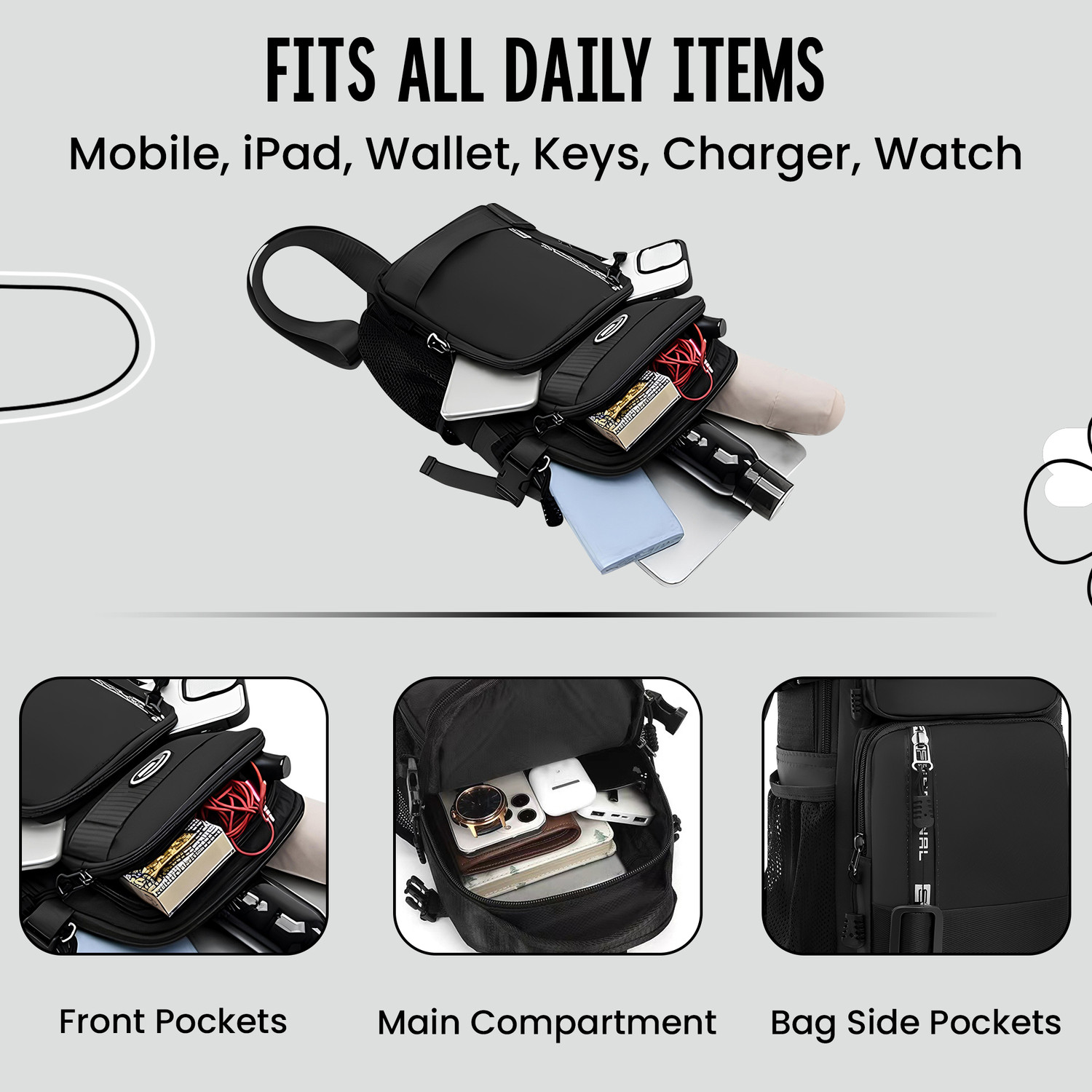 Image of CarryTrip Men Crossbody Bag Business Trend Cycling Hiking Travel Bag Fashion Shoulder Bag 8 L Backpack