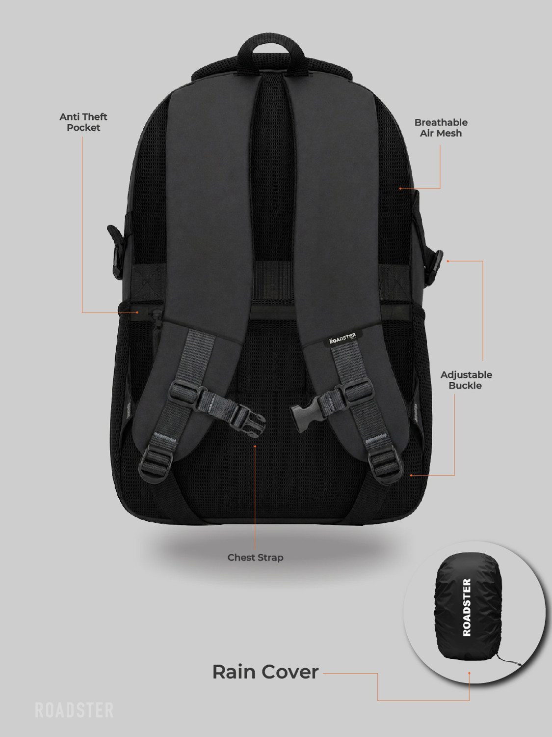 Image of Roadster Spacy Pro Unisex 35 L Laptop Backpack with Anti Theft Pocket & Rain Cover 35 L Laptop Backpack