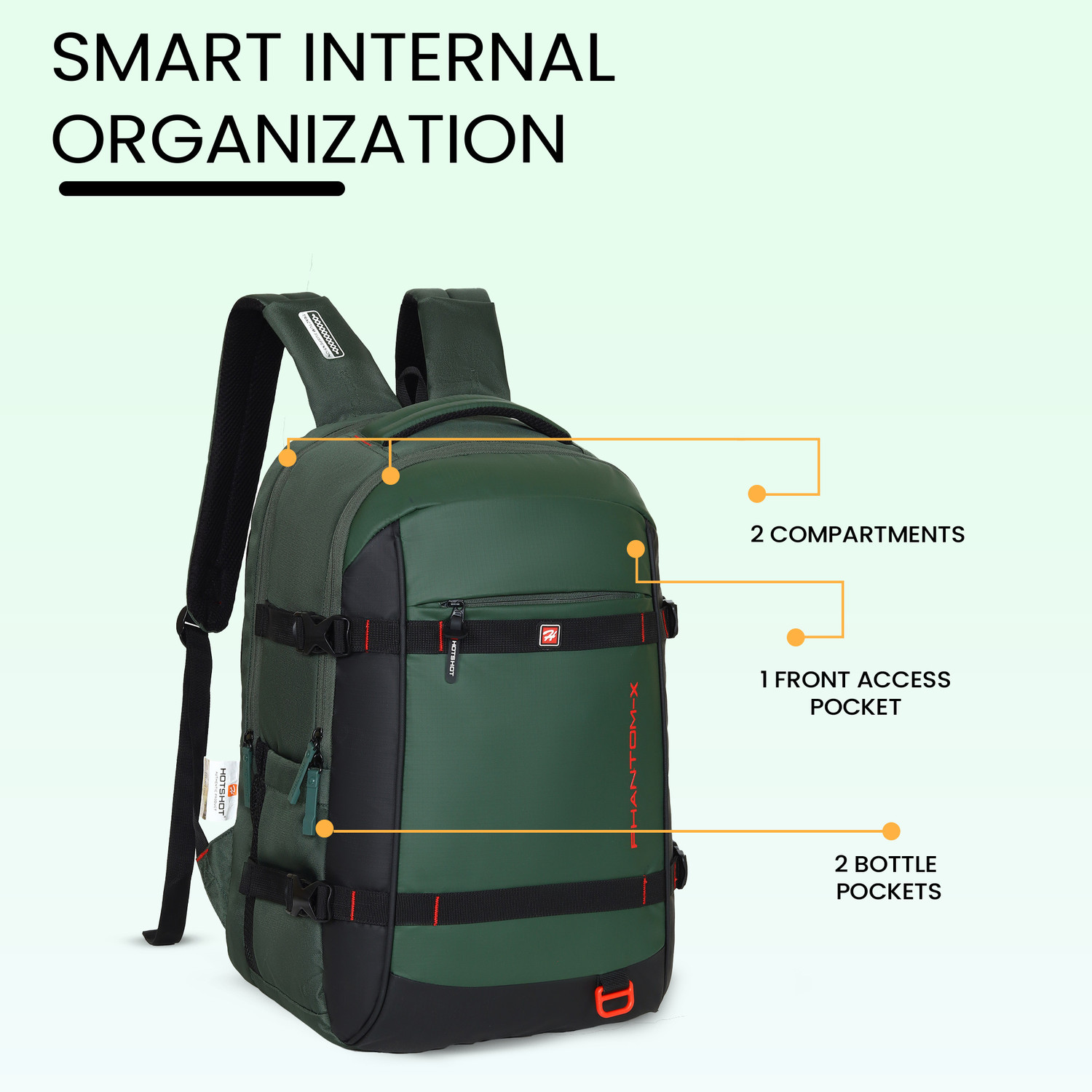 Image of HOT SHOT PHANTOM-X TROLLEY SLEEVE,SUSPENSION STRAP,OFFICE,COLLEGE,TARVEL|bag for men| 32 L Laptop Backpack