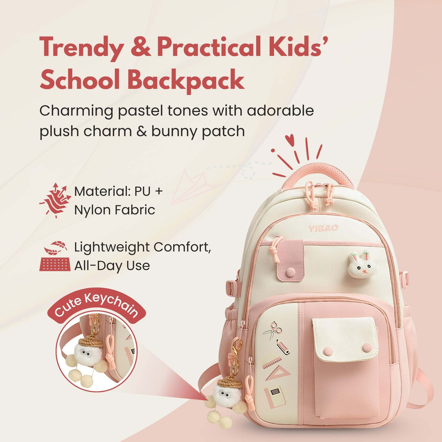 Image of Aximoz Two-tone backpack With Attached Key Chain with matching branding 30 L Backpack