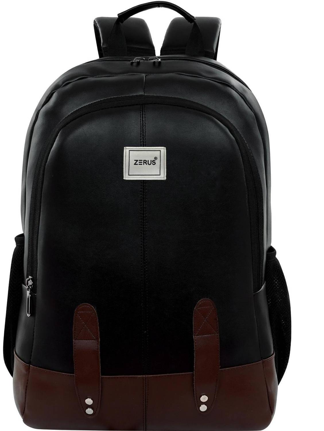 ZERUS Trendy PU Leather Backpack for Men Women Durable Office School College & Travel 28 L Laptop Backpack