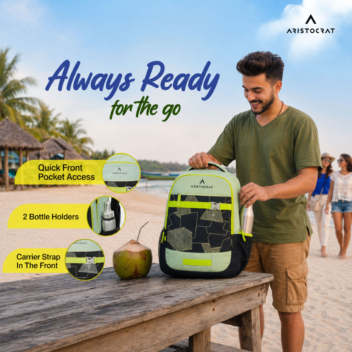 Image of ARISTOCRAT Buzz Casual Backpack with 3 Specious Compartments and Quick-Access Front Pocket 30 L Backpack