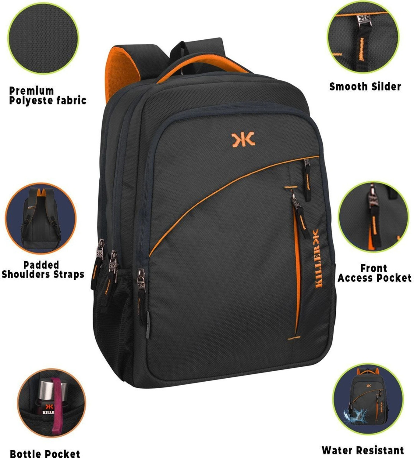 Image of KILLER Stylish Laptop Backpack for College Casual Travel Multi Pocket Bag 30 L Backpack