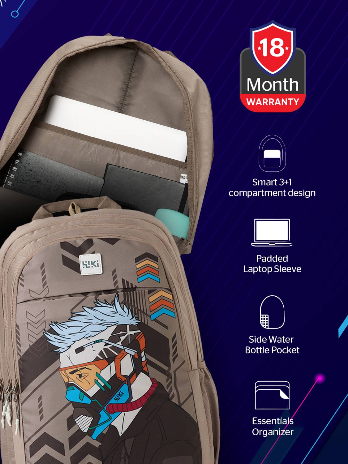 Wildcraft Cyber_Punk 4.0 Seige 45L Beige Backpack - Image 5