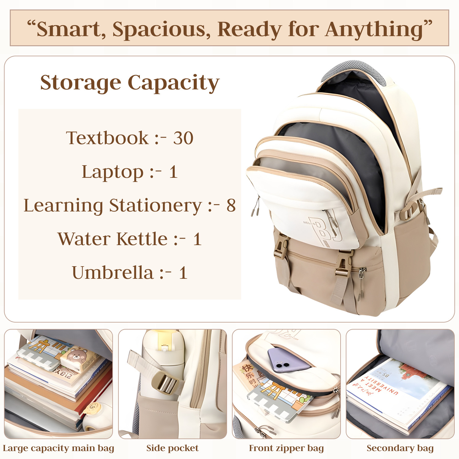 Image of Hexwell Large School Backpack for Girls & Boys College Bag 42 L Laptop Backpack