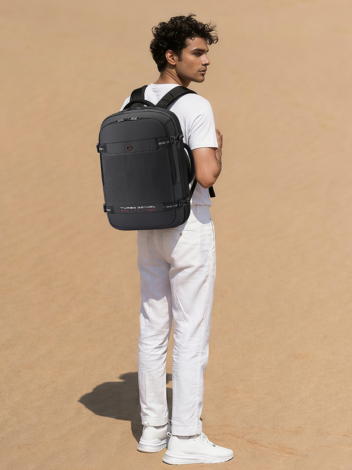 Image of Gear TURBO 3 ANTI THEFT FAUX LEATHER WITH RAINCOVER 40 L Laptop Backpack