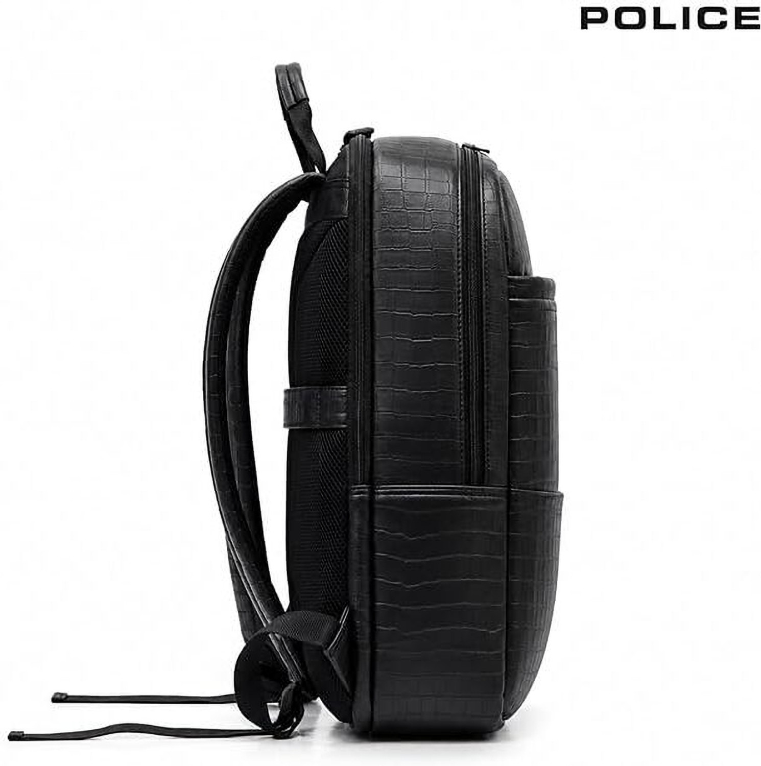 Image of Police Premium Croco Texture Double Compartment Laptop Backpack Black 35 L Laptop Backpack