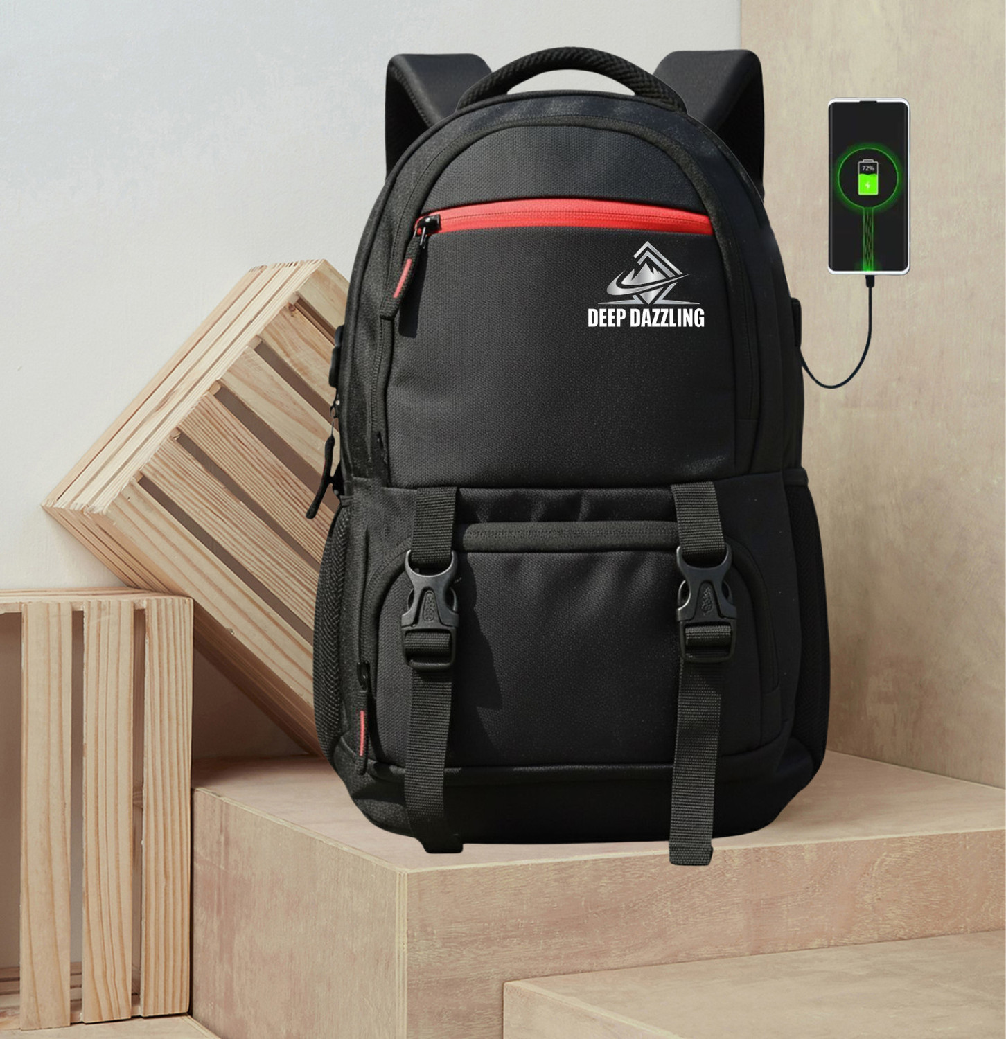 Image of DEEP DAZZLING Unisex Spacy School Collage Bag & Backpack With Rain Cover And With USB Port 40 L Trolley Laptop Backpack