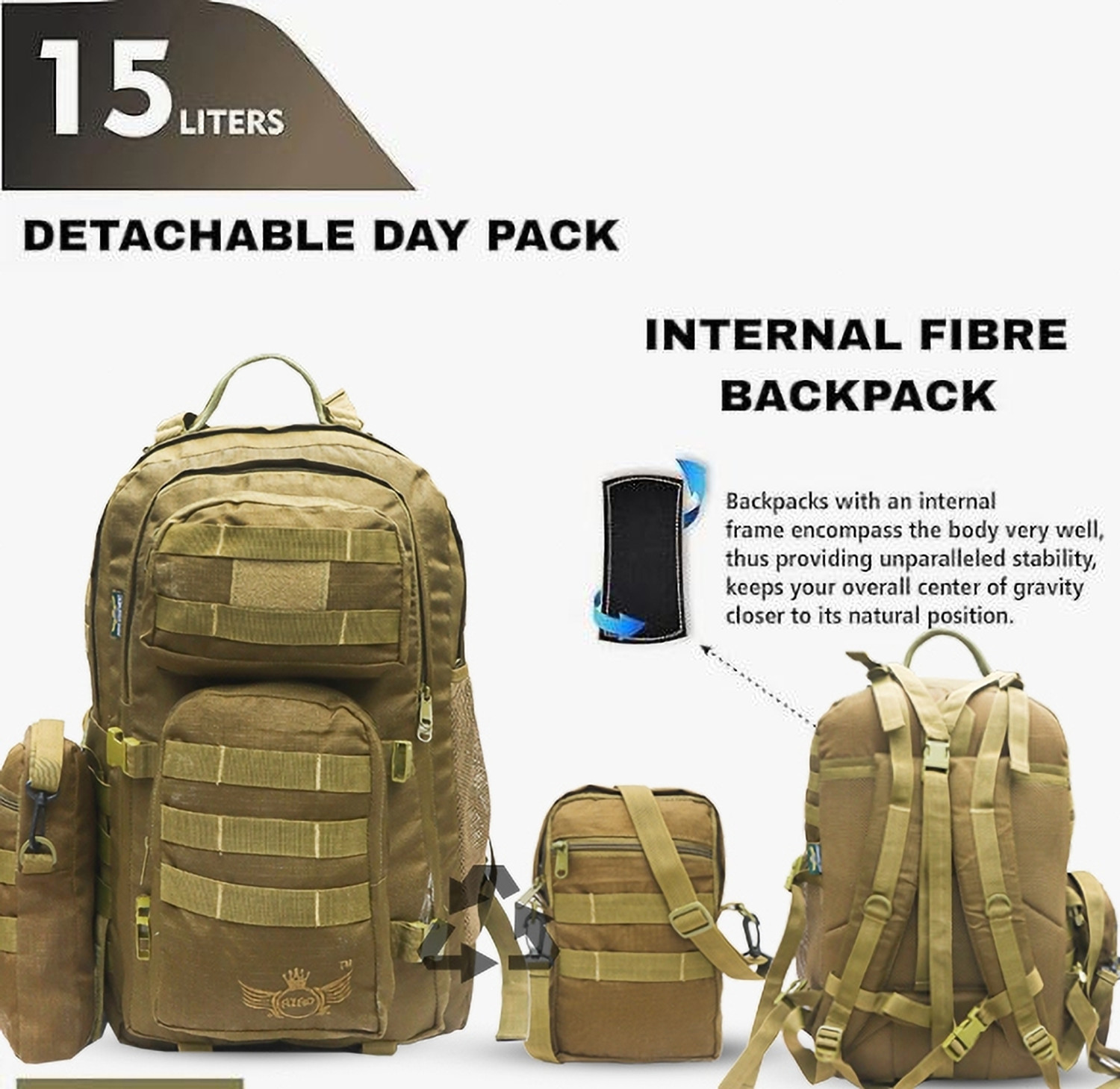 Image of AZAD Army Backpack WITH SLING BAG for casual USE with extra space 70 L Backpack
