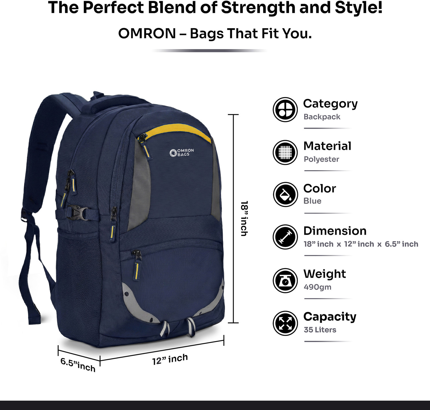 Image of OMRON BAGS Smart Backpack With Ready to Charge for Office /School /College /Travel 30 L Laptop Backpack