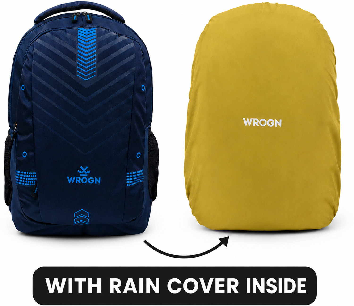 Image of WROGN Large 45 L Laptop Backpack Unisex Zipster with Rain Cover 45 L Laptop Backpack