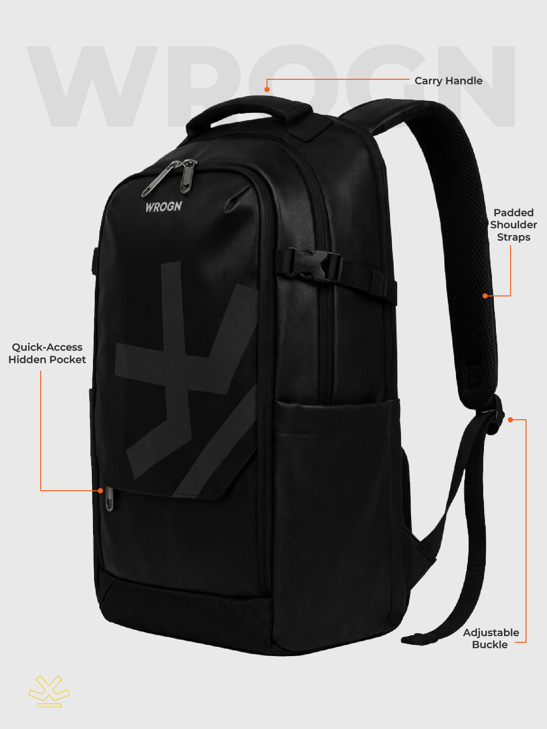 Image of WROGN Stealth Pro Unisex Laptop Backpack with Anti Theft Pocket & Rain Cover 40 L Laptop Backpack