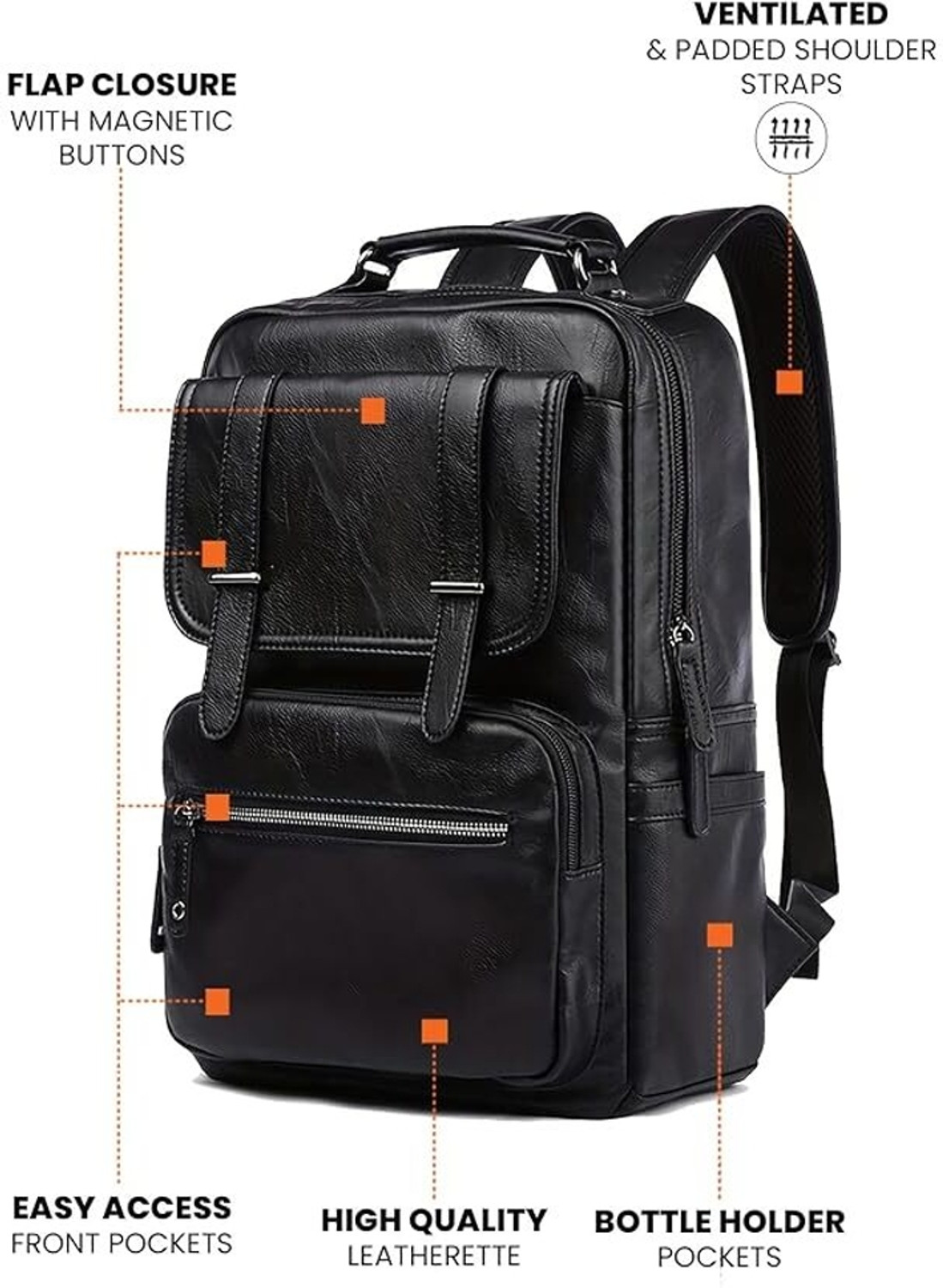 Image of FUR JADEN Vegan Leather Stylish 15.6 Inch 20 L Laptop Backpack