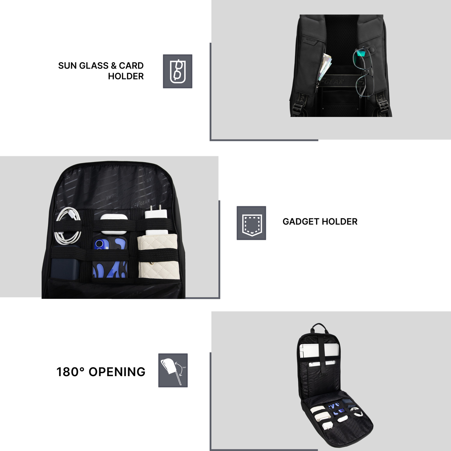 Image of F Gear Capri 20L Premium Backpack|180 Wide Opening Design|USB & Type-C Charging Port 20 L Laptop Backpack