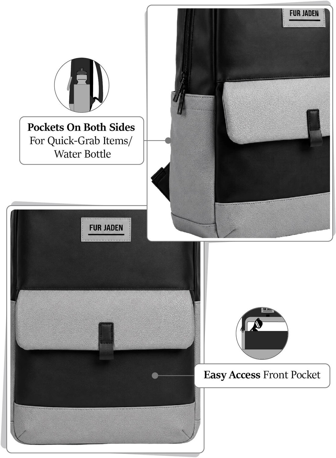 Image of FUR JADEN 15.6 Inch Faux Leather with multiple pocket 25 L Laptop Backpack