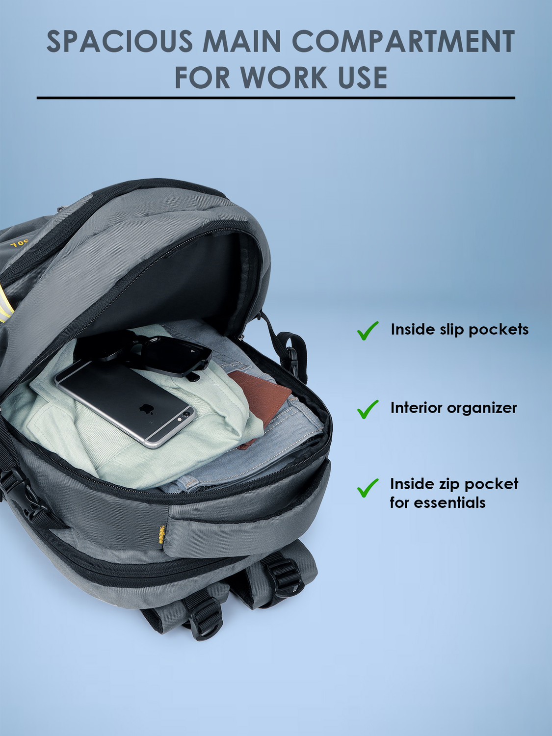 Image of WESLEY Zeal Multipurpose bag with Shoe Compartment /Raincover College travel backpack 50 L Laptop Backpack