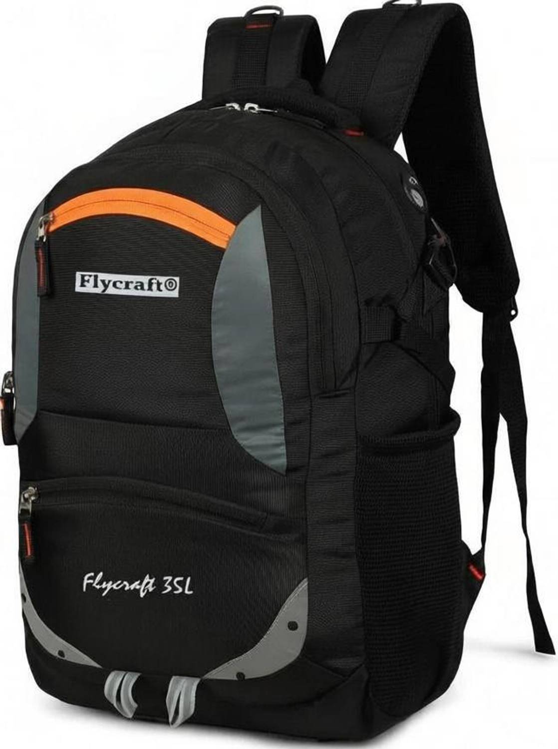 Flycraft simna.1378/1 black orange spacy unisex laptop backpack & travel,office bags with rain cover and reflective strip style 30 L Laptop Backpack