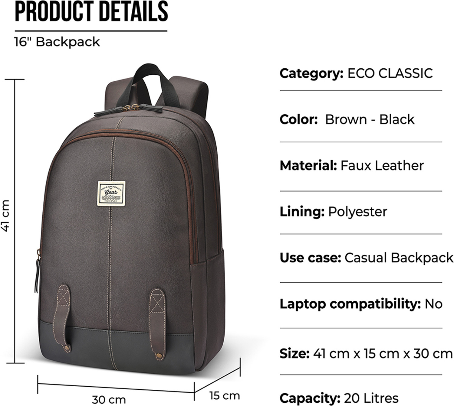 Image of Gear ECO CLASSIC DAYPACK 16 20 L Backpack