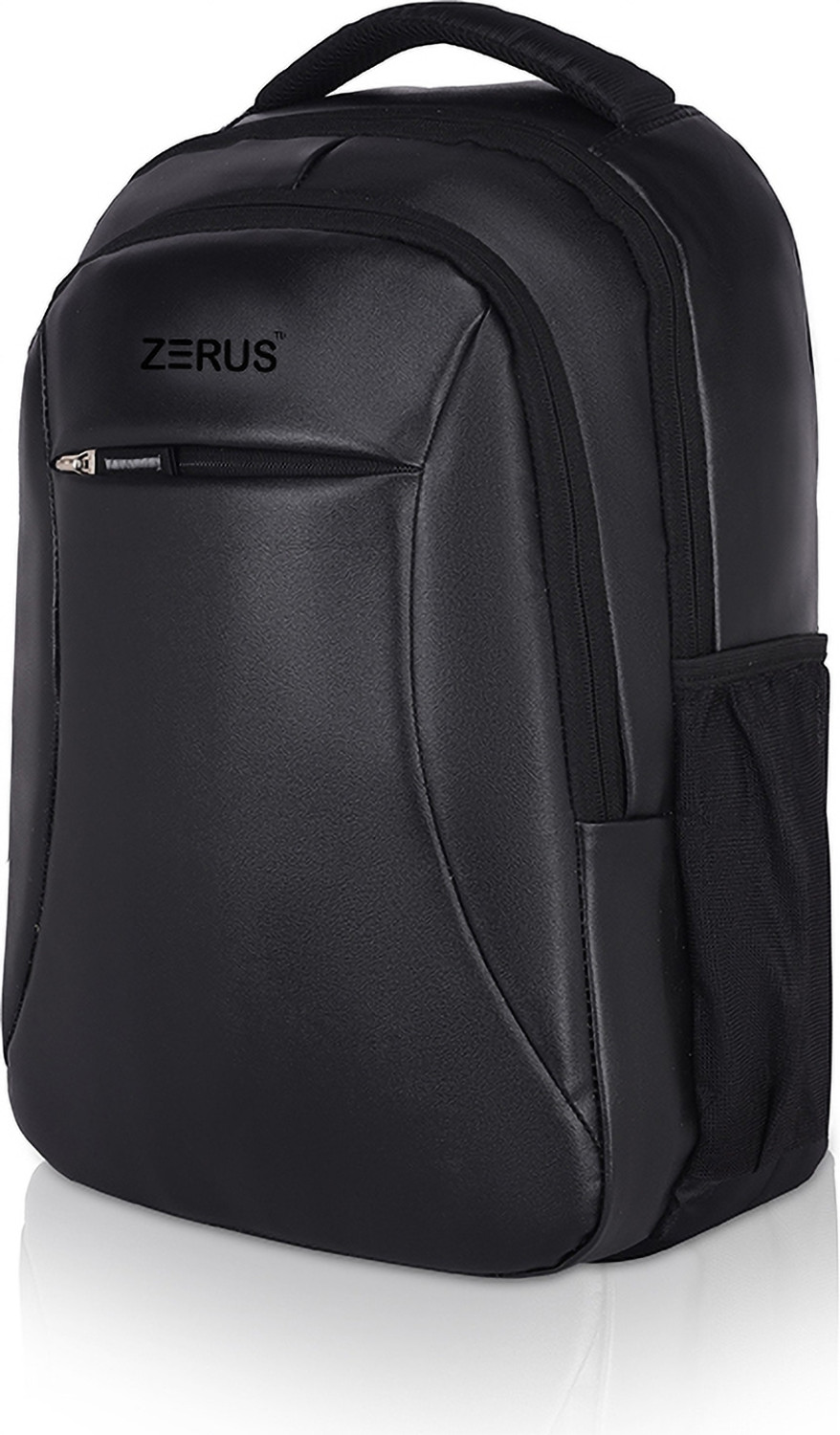 Image of ZERUS Leather Laptop Backpack Stylish Office College Travel Bag Water Resistant Waterproof School Bag (Black, 30 L)
