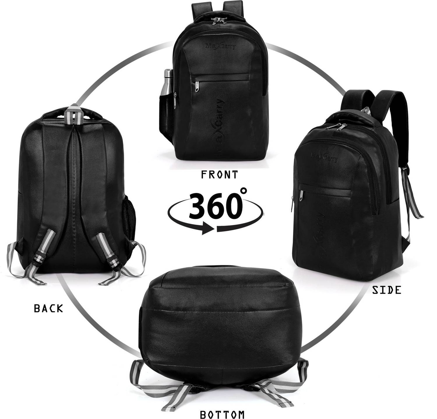 Maxcarry Premium Black Leather Backpack 40L - Image 4