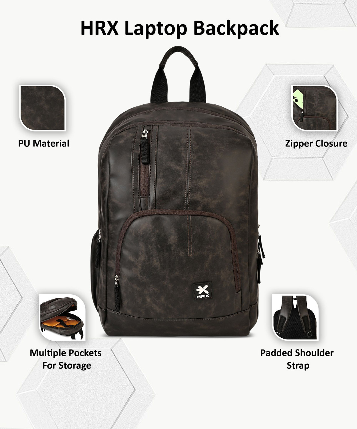 Image of HRX by Hrithik Roshan BRAVO Unisex Bag with rain cover Office /School /College /BusinessE-30.1L 30.1 L Laptop Backpack