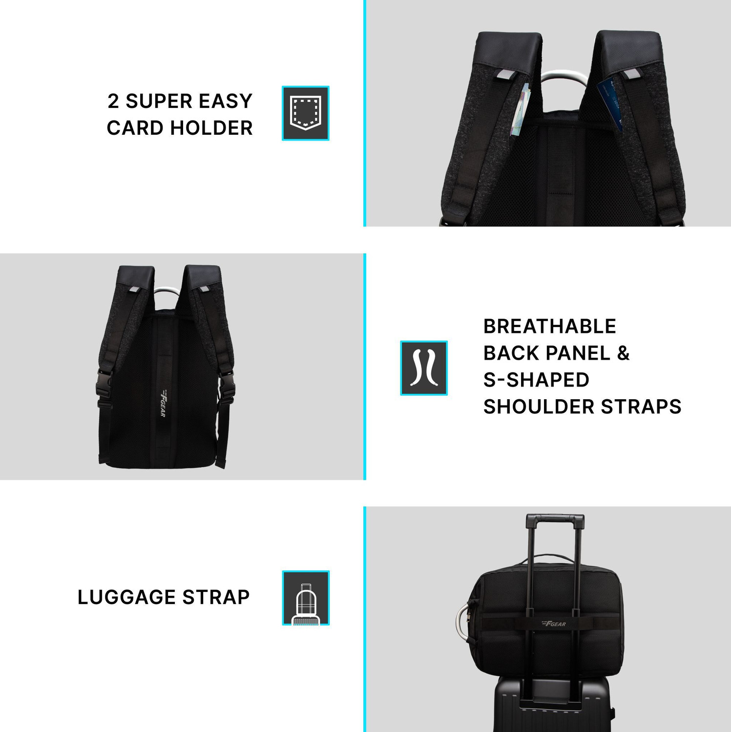 Image of F Gear Lucerne 41L Expandable Backpack|180 Full-Open Laptop Backpack|USB Charging Port 41 L Laptop Backpack