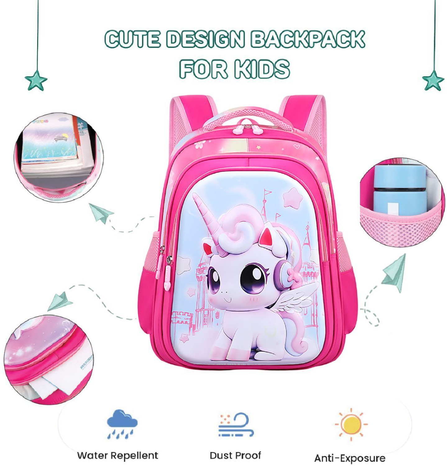 Image of SYGA Unicorn Design, Waterproof & Ultra-Light School Bag for Primary School Students 3 L Backpack