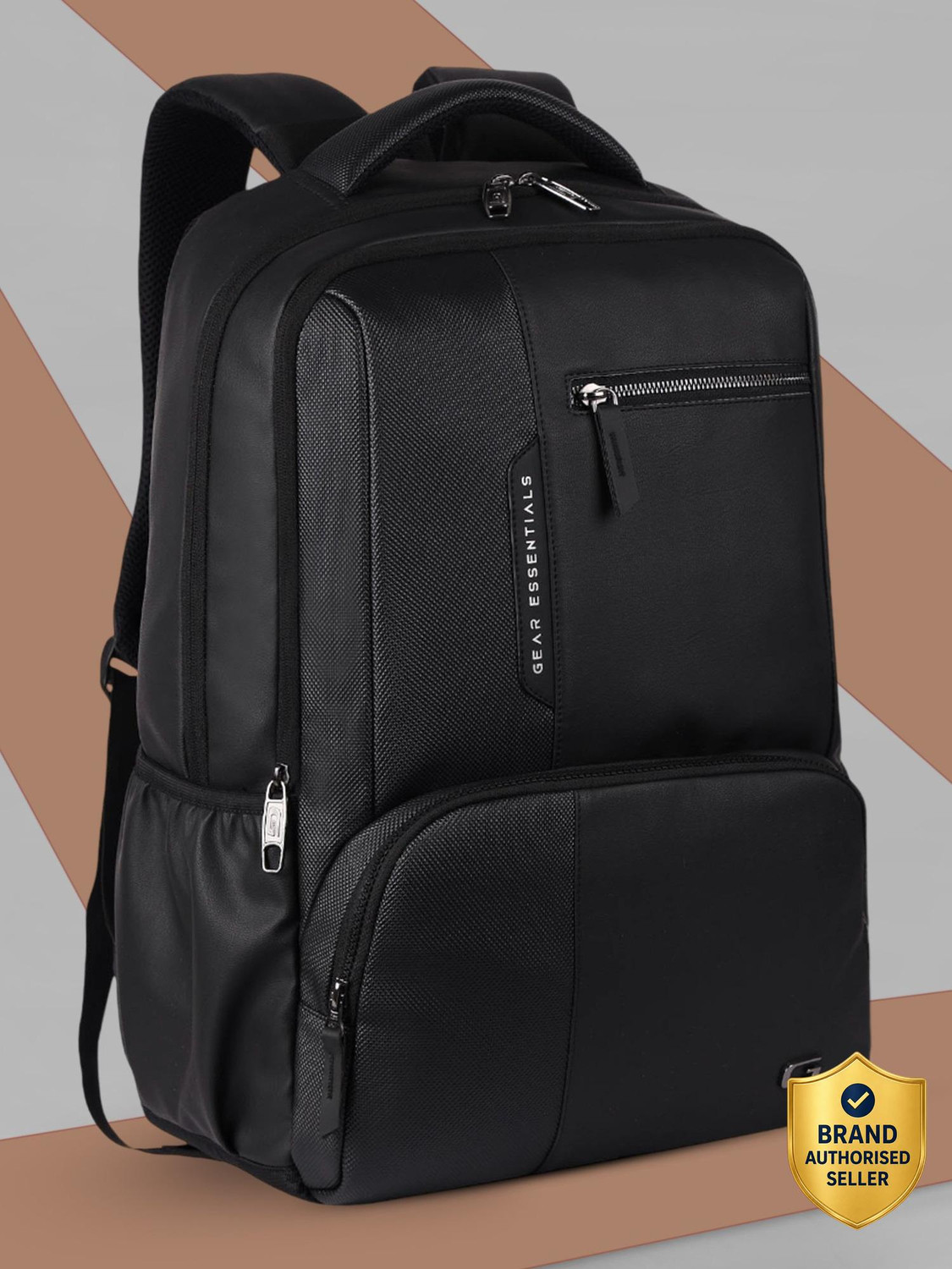 Image of Gear Large 31 L Laptop Backpack Vintage 2 Anti Theft Faux Leather (Black)
