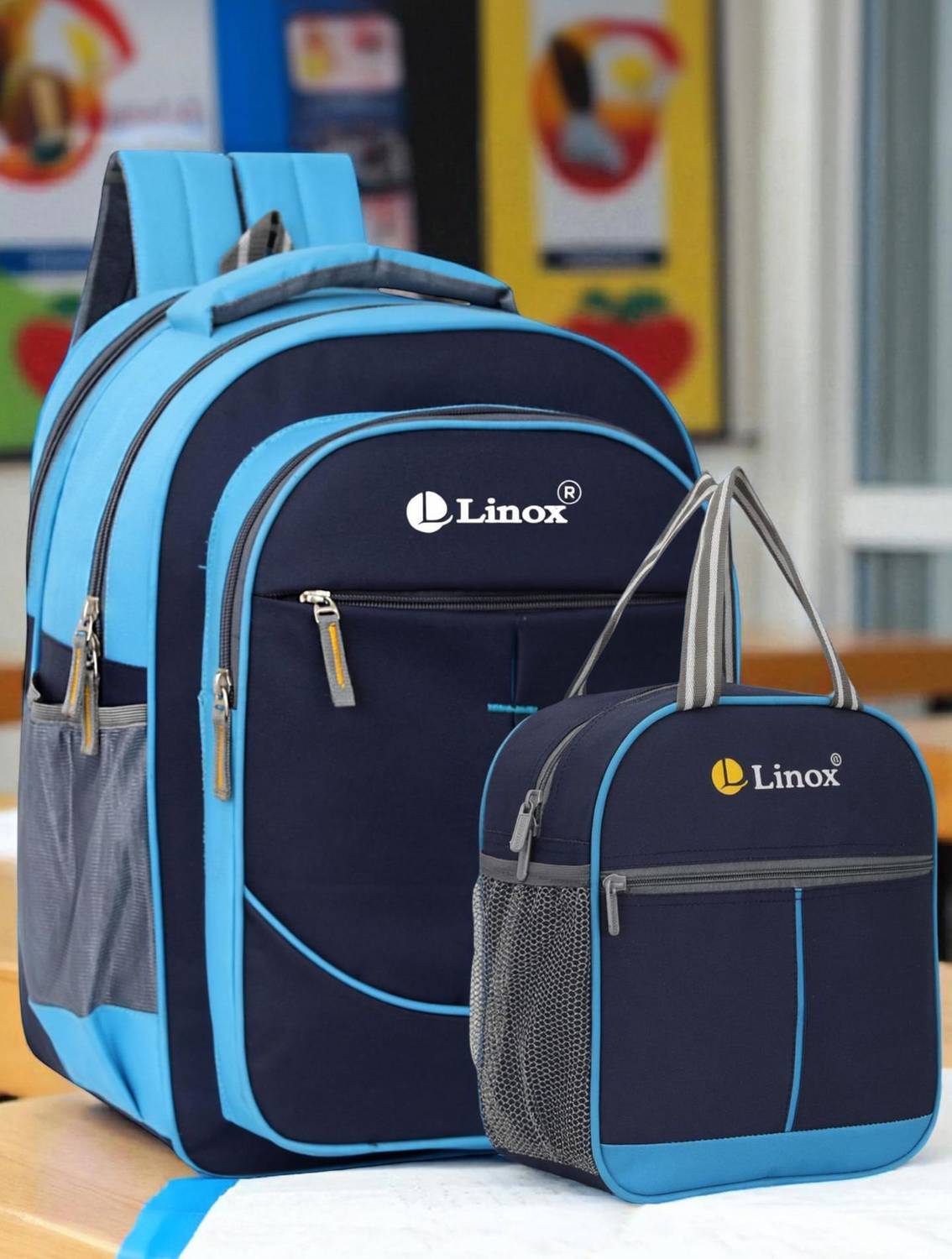 LINOX Combo High Quality Waterproof School & Lunch Bag Pre School Nursery to 3rd 35 L Backpack