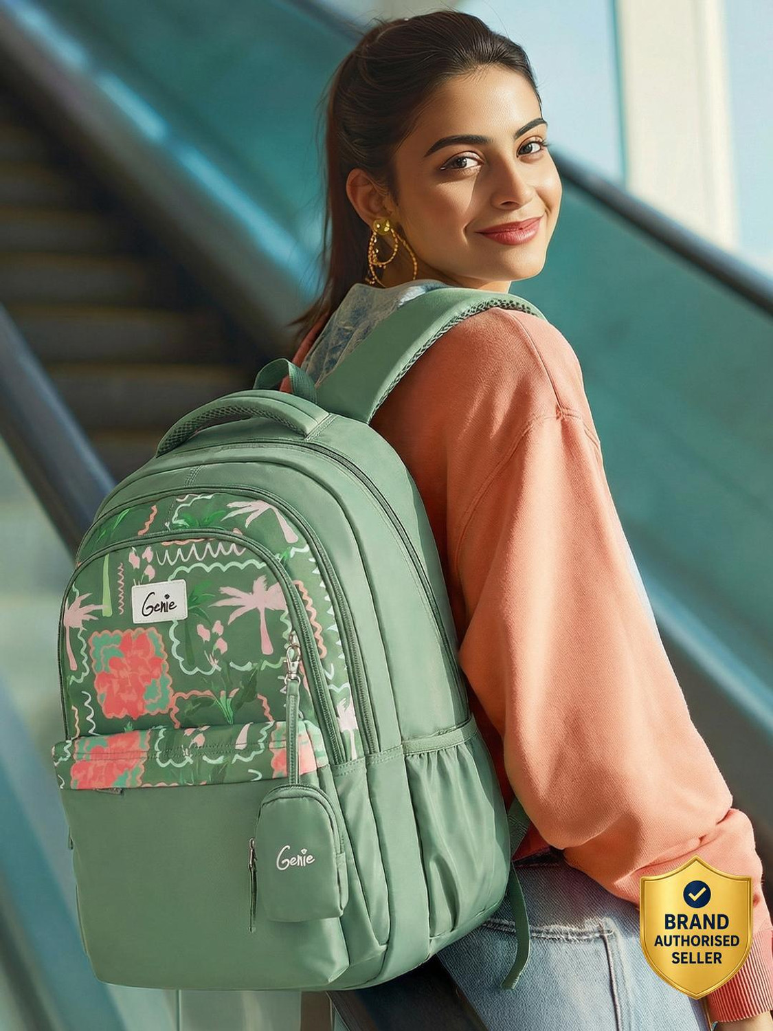 Image of Genie Mirana School Backpack For Girls |19 Inch - Sage 36 L Backpack