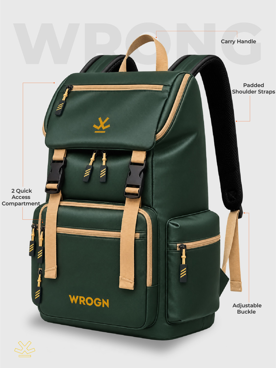 Image of WROGN TrailX Unisex Laptop Backpack with Anti Theft Pocket & Rain Cover 42 L Laptop Backpack