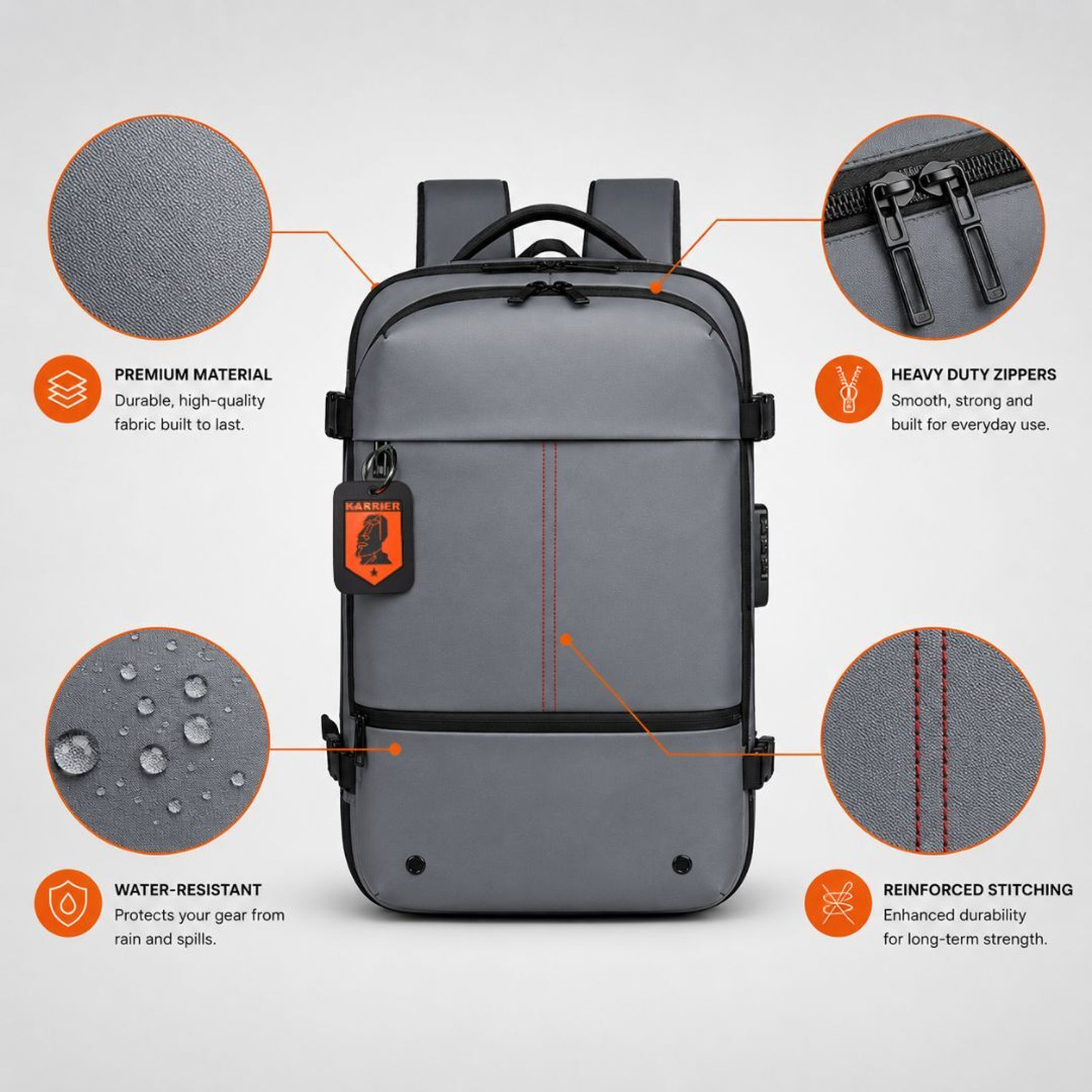 Image of KARRIER Vacuum Compression Backpack with Built-in System for Clothes & Gear 60 L Backpack